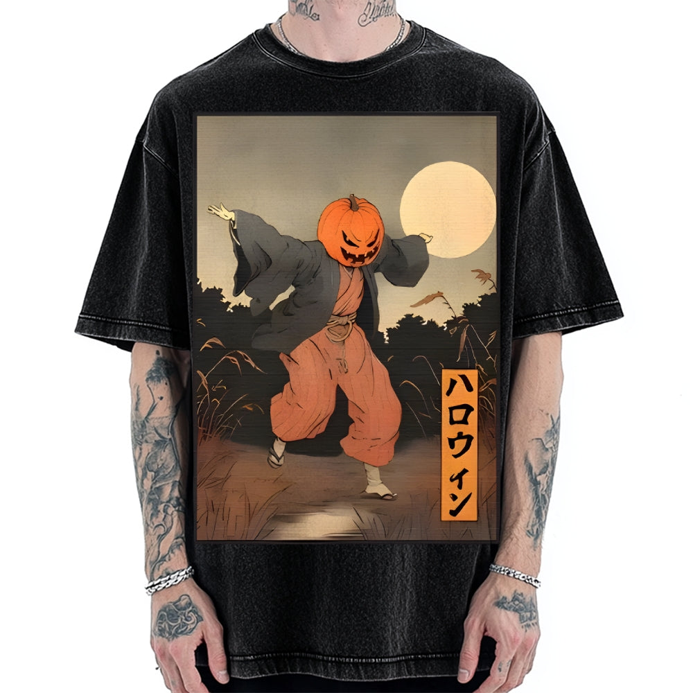 Kimono Pumpkin Person Vintage Washed T-shirt