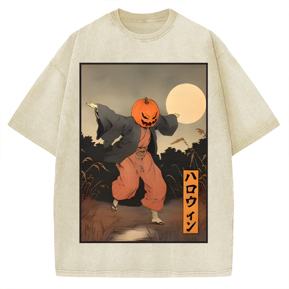 Kimono Pumpkin Person Vintage Washed T-shirt