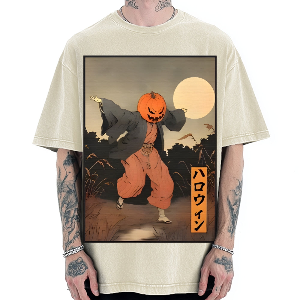 Kimono Pumpkin Person Vintage Washed T-shirt
