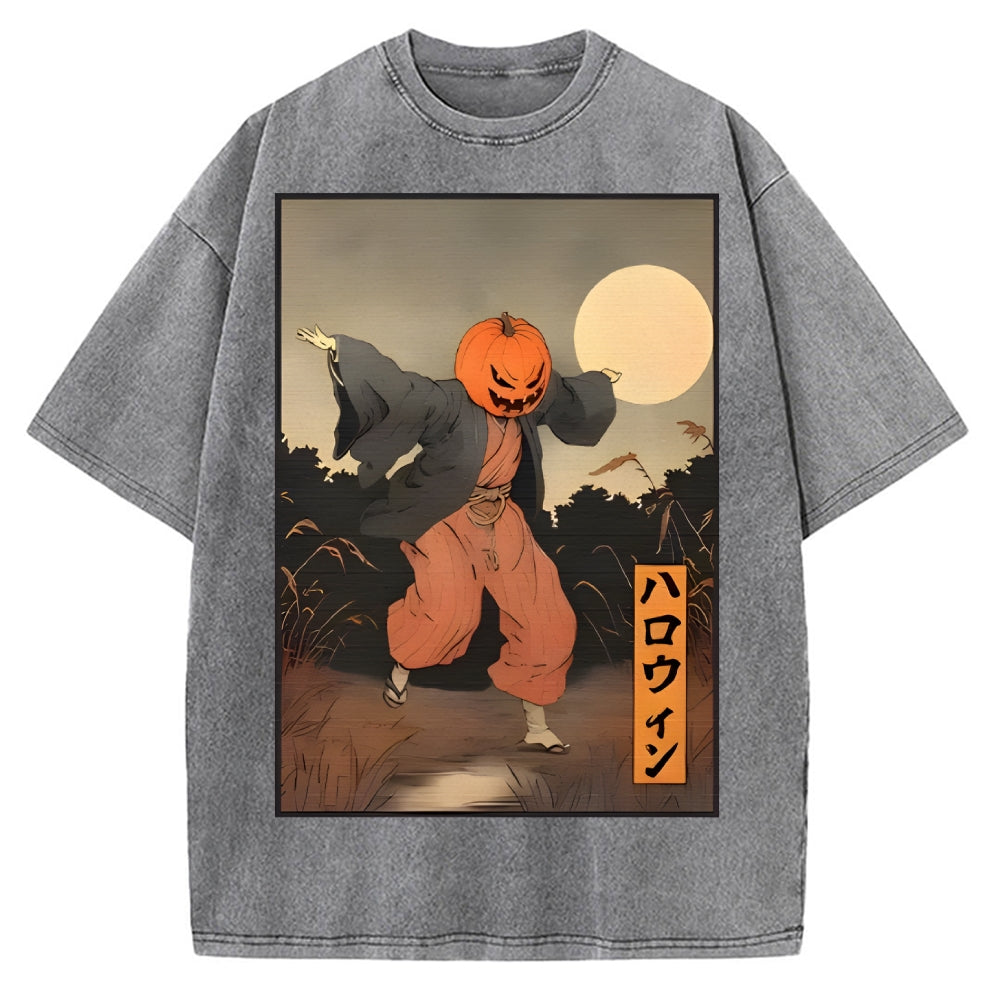 Kimono Pumpkin Person Vintage Washed T-shirt