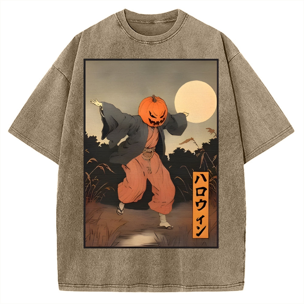 Kimono Pumpkin Person Vintage Washed T-shirt