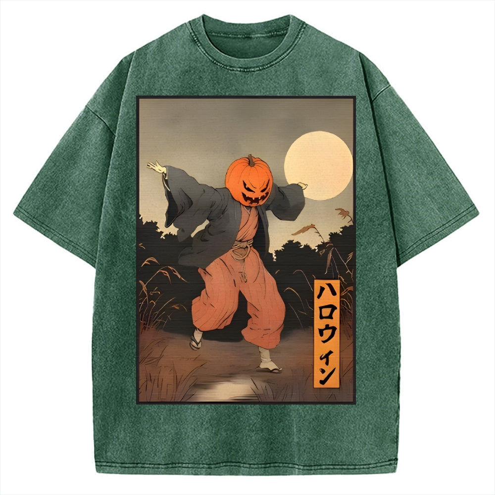 Kimono Pumpkin Person Vintage Washed T-shirt