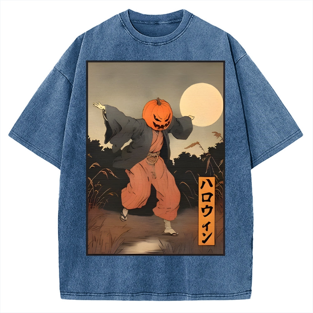Kimono Pumpkin Person Vintage Washed T-shirt