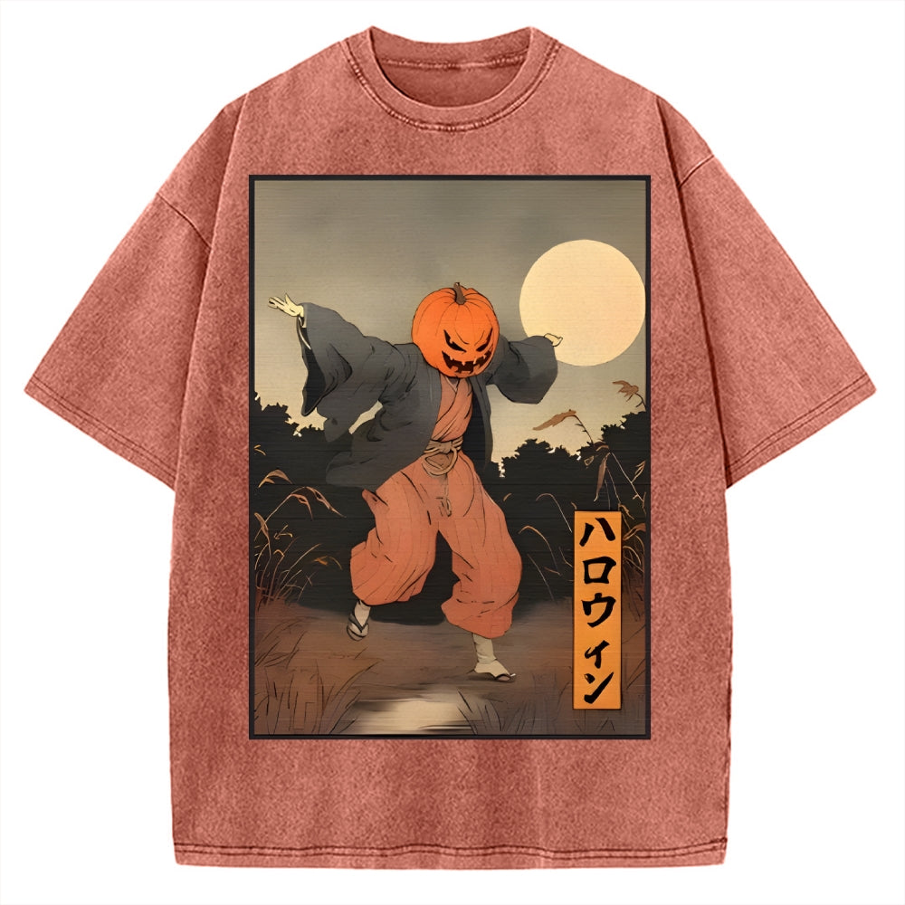 Kimono Pumpkin Person Vintage Washed T-shirt