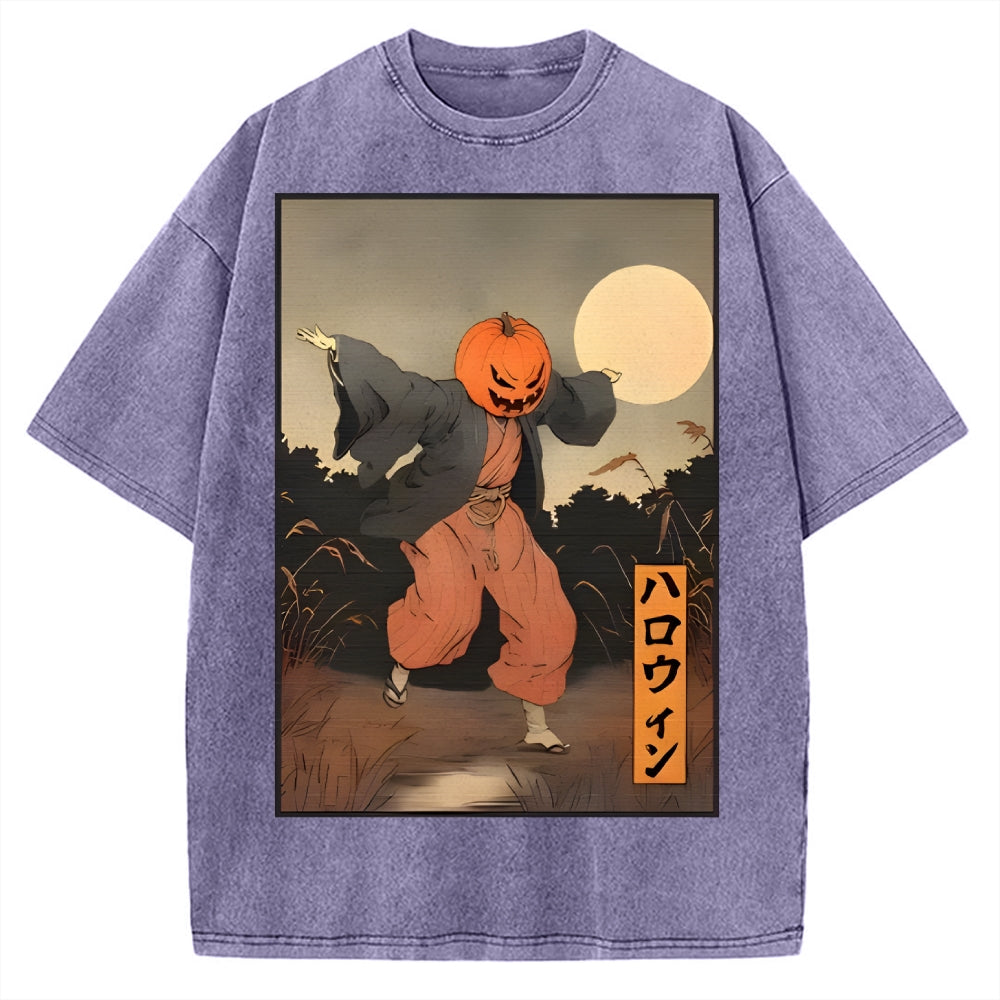 Kimono Pumpkin Person Vintage Washed T-shirt