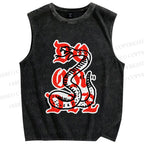 Unisex Do Or Die Snake Printed Washed Tank Top