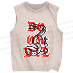 Unisex Do Or Die Snake Printed Washed Tank Top