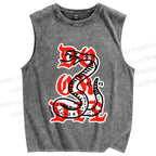 Unisex Do Or Die Snake Printed Washed Tank Top