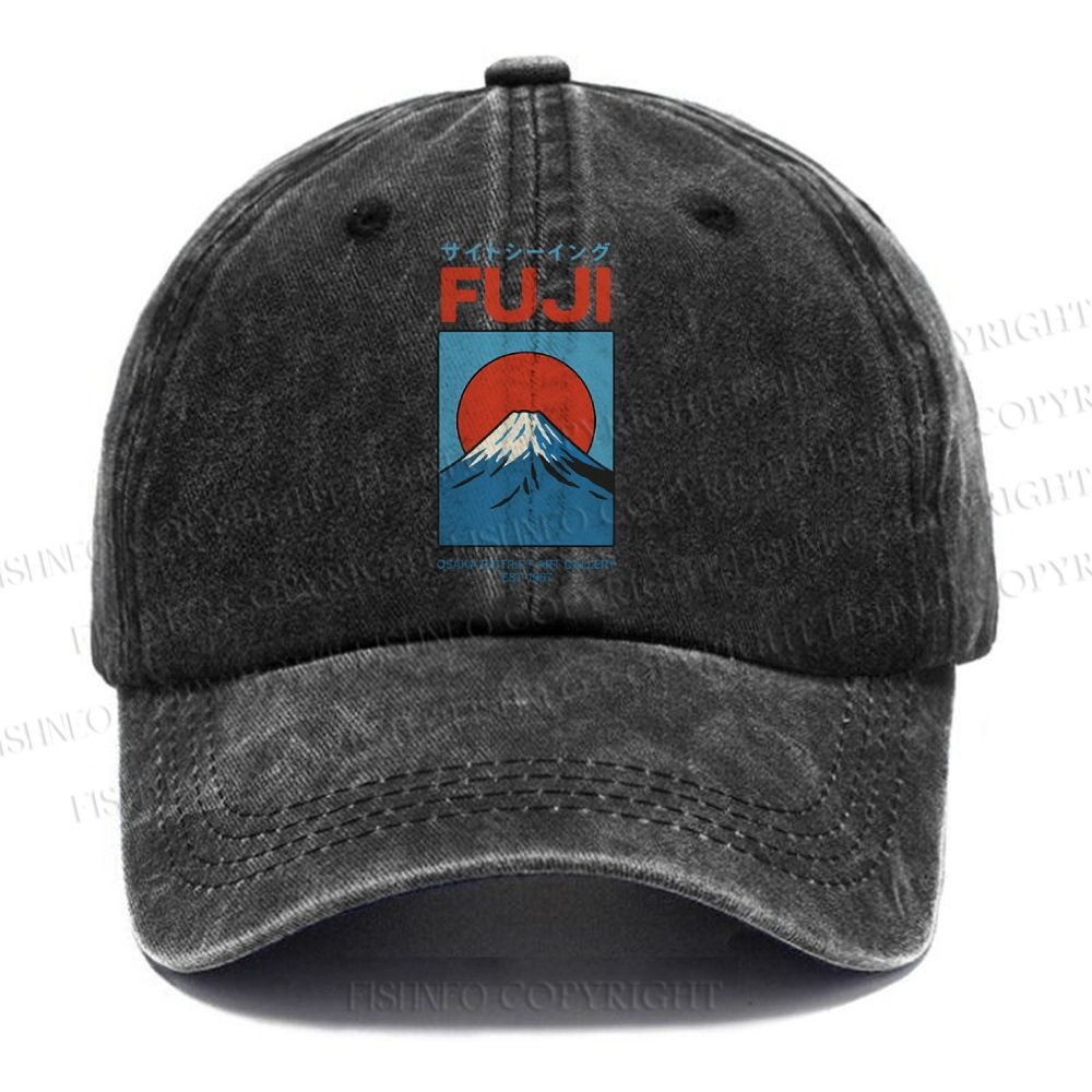 Unisex Japanese Osaka Mount Fuji Vintage Casual Washed Cap