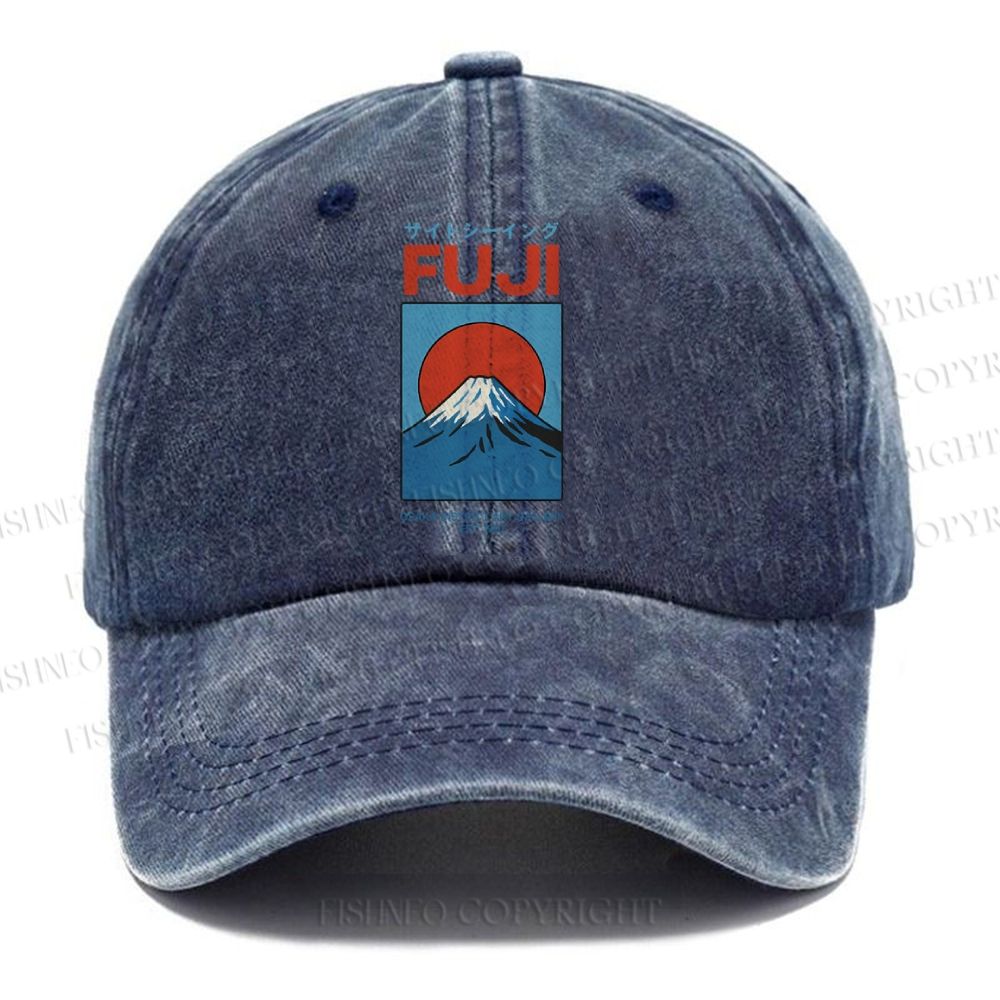 Unisex Japanese Osaka Mount Fuji Vintage Casual Washed Cap