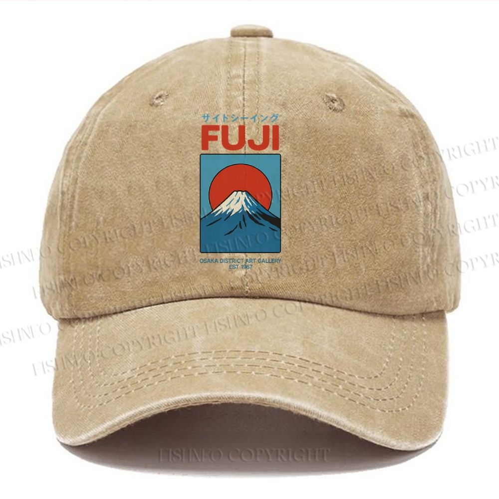 Unisex Japanese Osaka Mount Fuji Vintage Casual Washed Cap