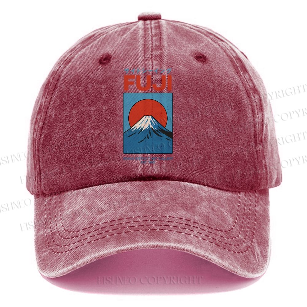 Unisex Japanese Osaka Mount Fuji Vintage Casual Washed Cap