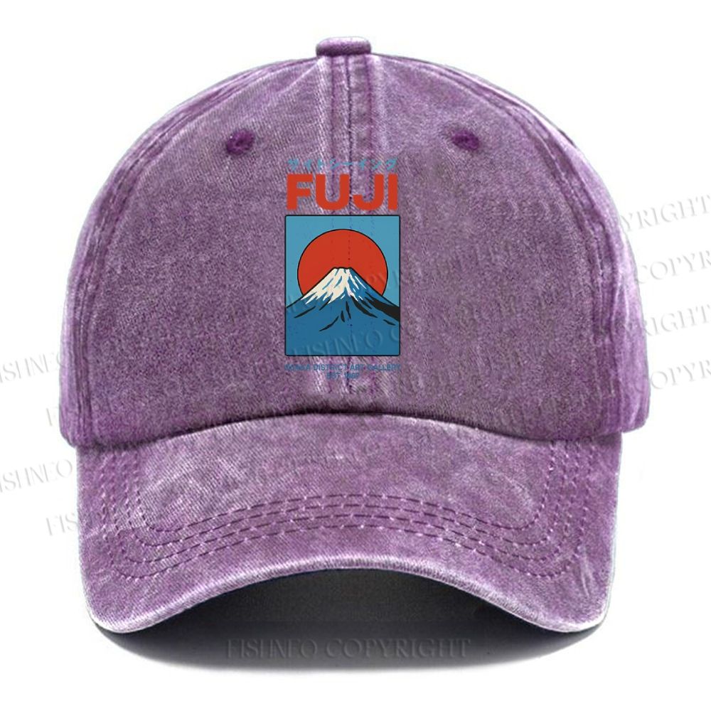 Unisex Japanese Osaka Mount Fuji Vintage Casual Washed Cap