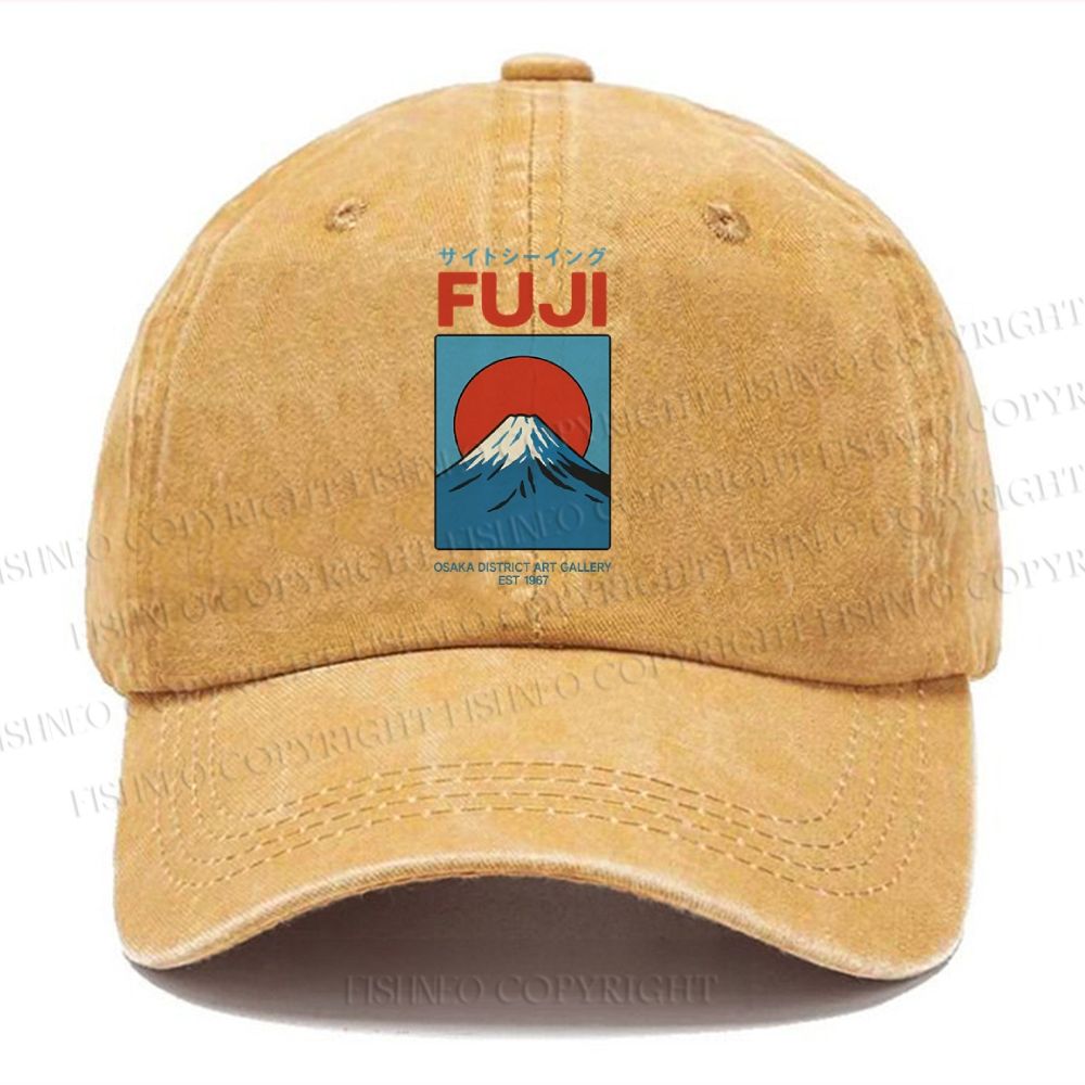Unisex Japanese Osaka Mount Fuji Vintage Casual Washed Cap