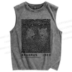 Unisex Bauhaus Style Leopard Printed Washed Tank Top