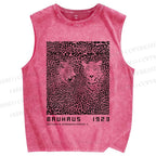 Unisex Bauhaus Style Leopard Printed Washed Tank Top