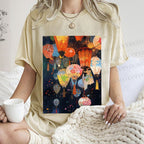 Unisex Japanese Lantern Printed Washed Tee