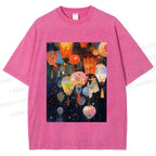 Unisex Japanese Lantern Printed Washed Tee