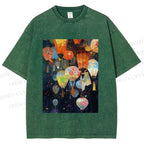 Unisex Japanese Lantern Printed Washed Tee