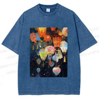 Unisex Japanese Lantern Printed Washed Tee