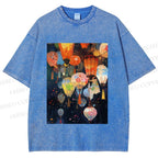 Unisex Japanese Lantern Printed Washed Tee