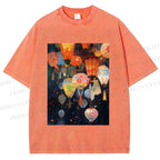 Unisex Japanese Lantern Printed Washed Tee