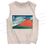 Unisex Mount Fuji Printed Washed Tank Top