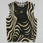 Unisex geo black cat Printed Tank Top