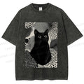 Unisex Yayoi Kusama Cat Printed Washed Tee