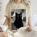 Unisex Yayoi Kusama Cat Printed Washed Tee
