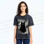 Unisex Yayoi Kusama Cat Printed Washed Tee