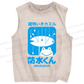 Unisex Building Frog Printed Washed Tank Top