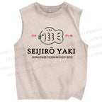 Unisex Japan Fish Printed Washed Tank Top