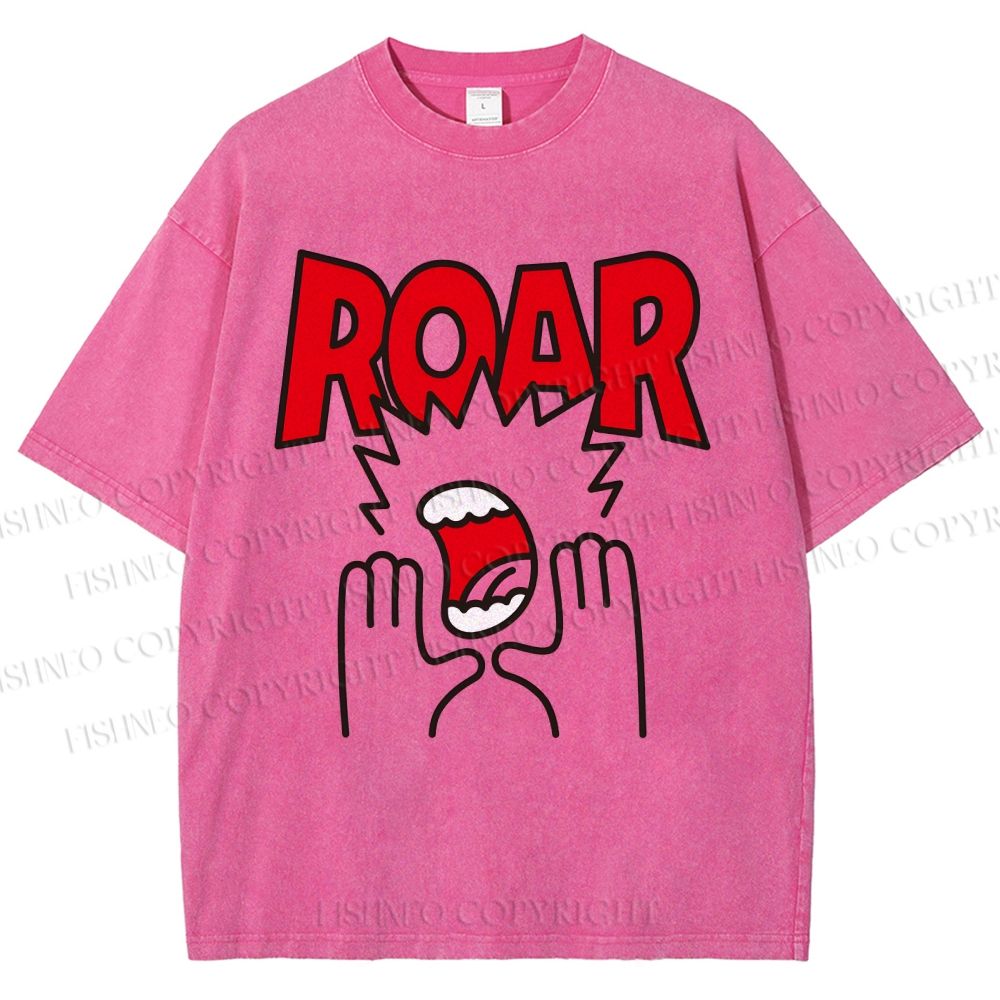 Unisex Roar Printed Washed Tee