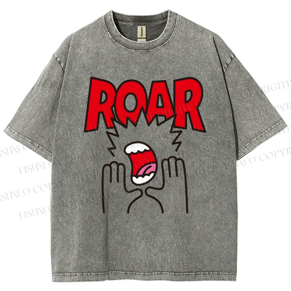 Unisex Roar Printed Washed Tee