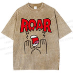 Unisex Roar Printed Washed Tee