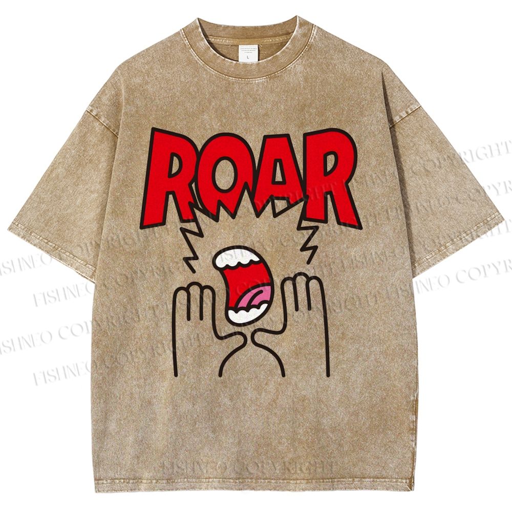 Unisex Roar Printed Washed Tee