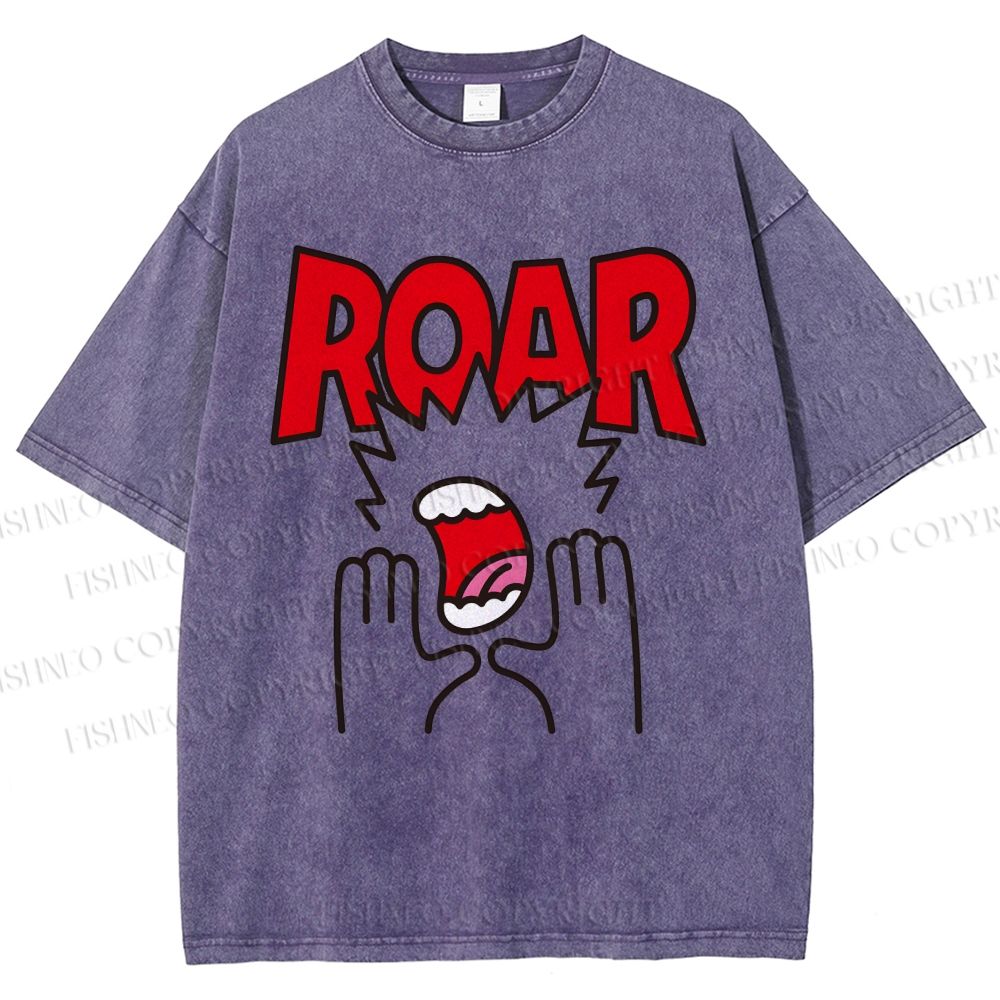 Unisex Roar Printed Washed Tee