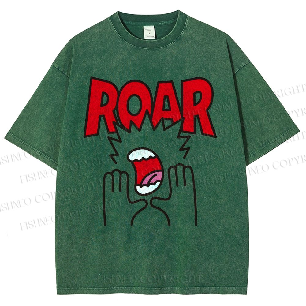 Unisex Roar Printed Washed Tee