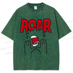 Unisex Roar Printed Washed Tee