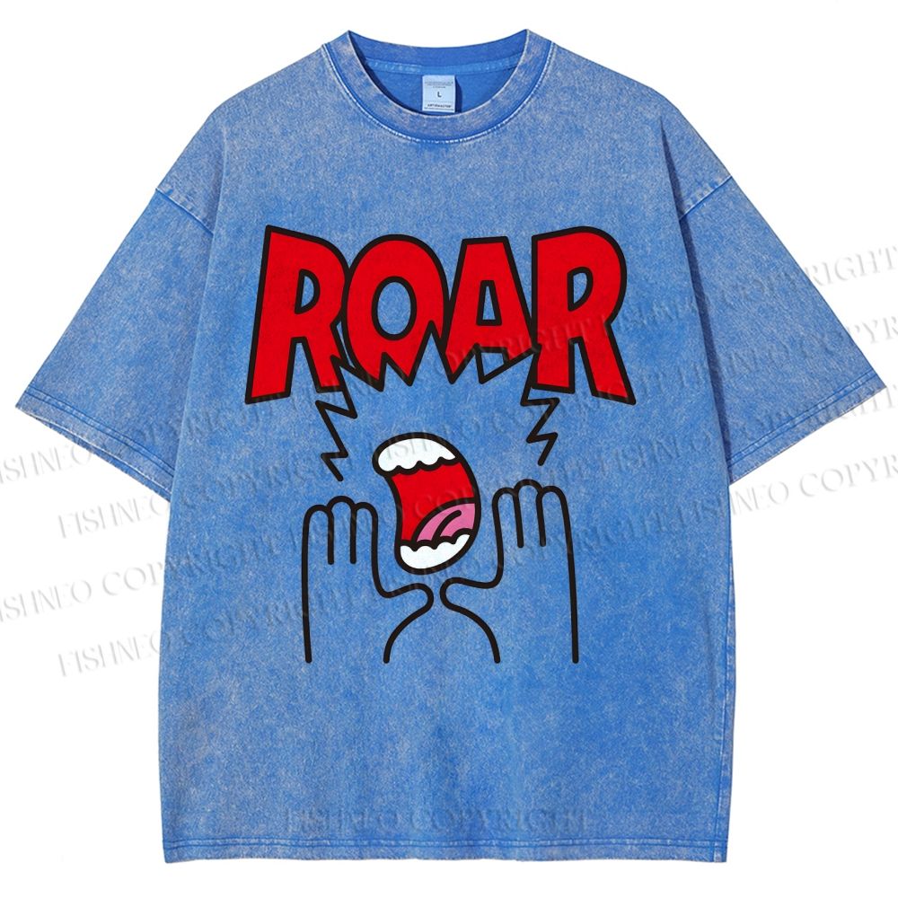 Unisex Roar Printed Washed Tee