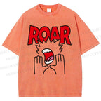 Unisex Roar Printed Washed Tee