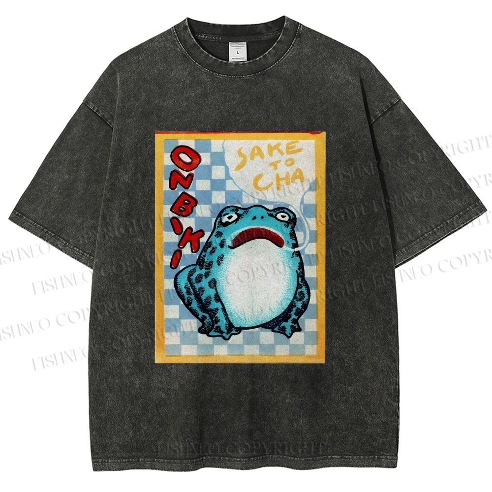 Unisex Geometric Frog illustration Printed Washed Tee