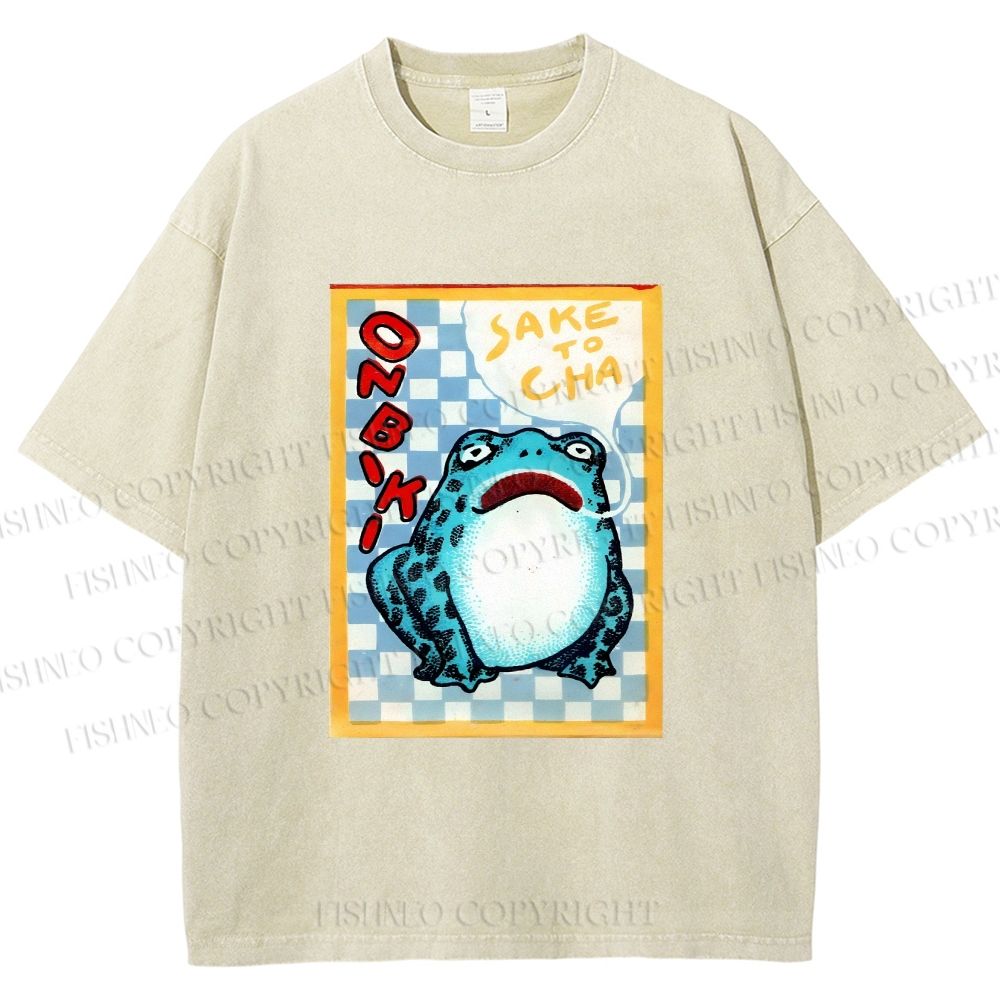 Unisex Geometric Frog illustration Printed Washed Tee