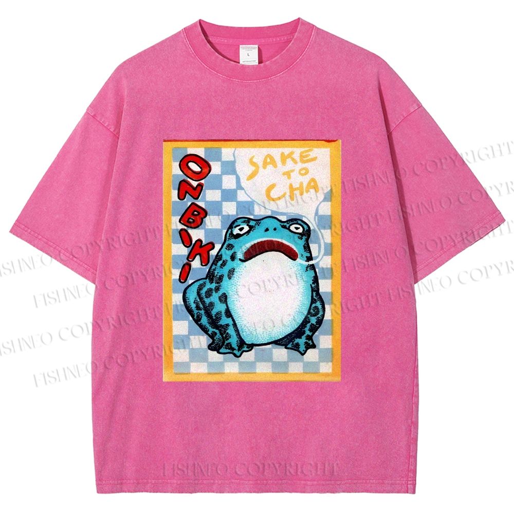 Unisex Geometric Frog illustration Printed Washed Tee