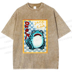 Unisex Geometric Frog illustration Printed Washed Tee