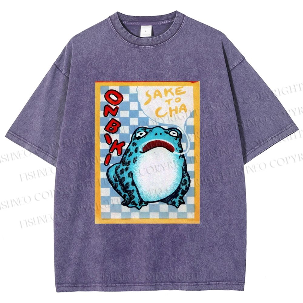 Unisex Geometric Frog illustration Printed Washed Tee