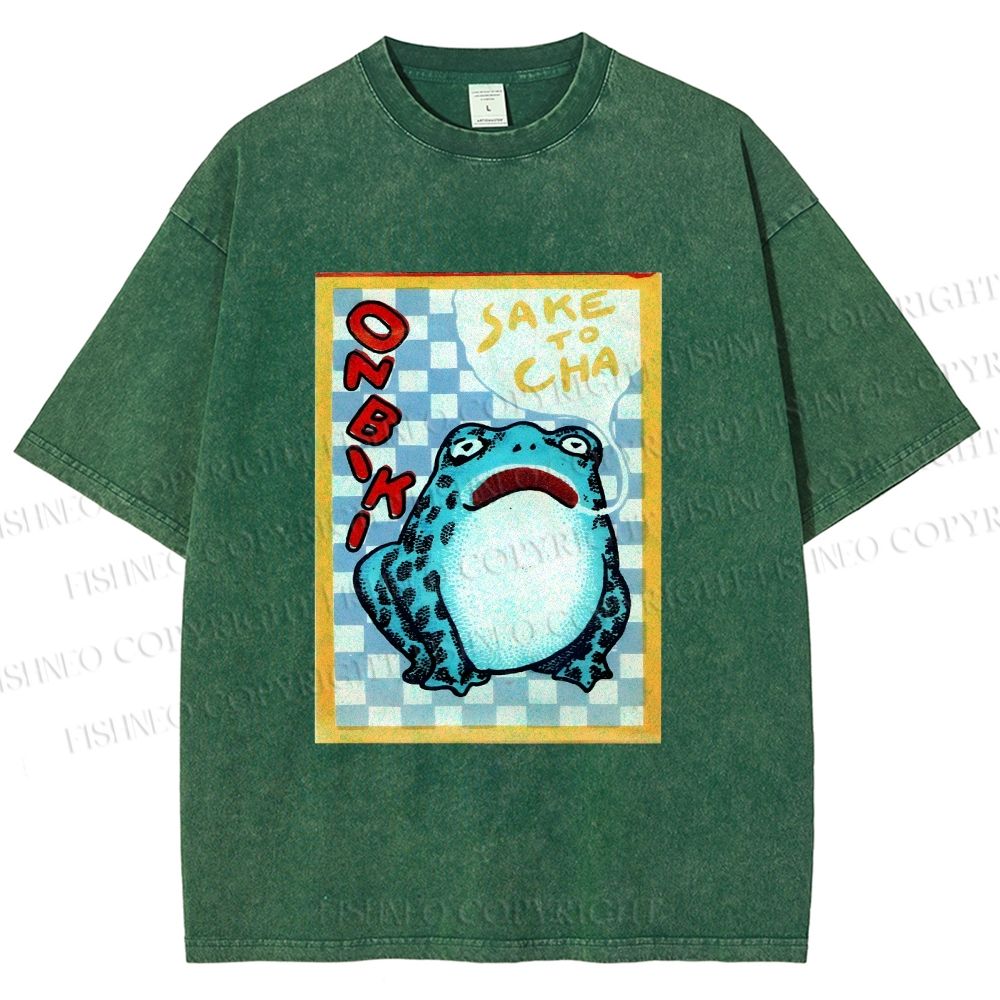 Unisex Geometric Frog illustration Printed Washed Tee