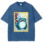 Unisex Geometric Frog illustration Printed Washed Tee