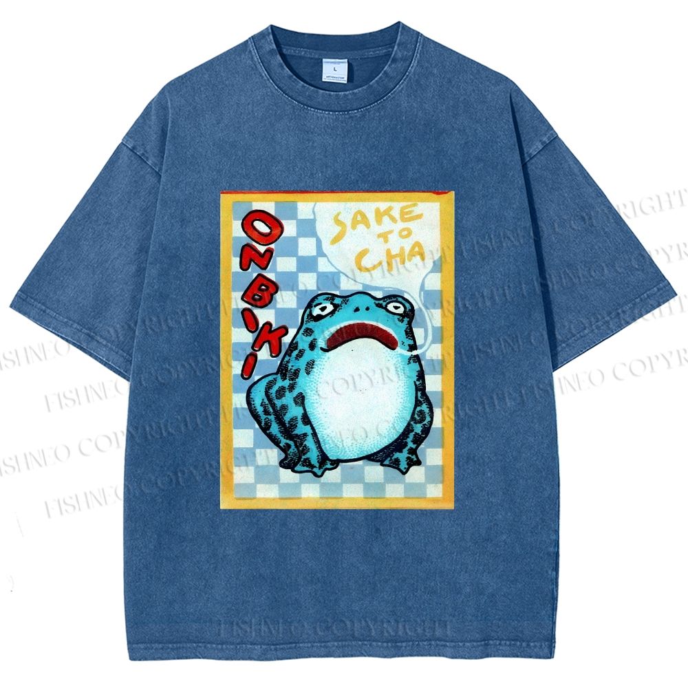 Unisex Geometric Frog illustration Printed Washed Tee